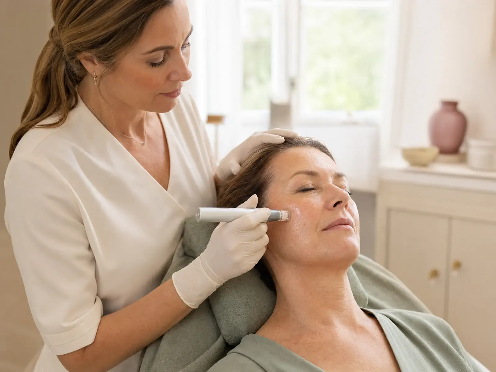 Microneedling-Behandlung mit vierfachem Hyaluron in unserem Studio von Apenberg Kosmetik in Göttingen